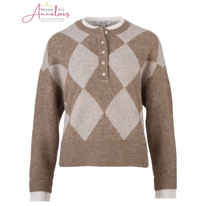 Enjoy pullover-890644-521-beige ecru-strass Enjoy pullover-890644-521-beige ecru-strass
